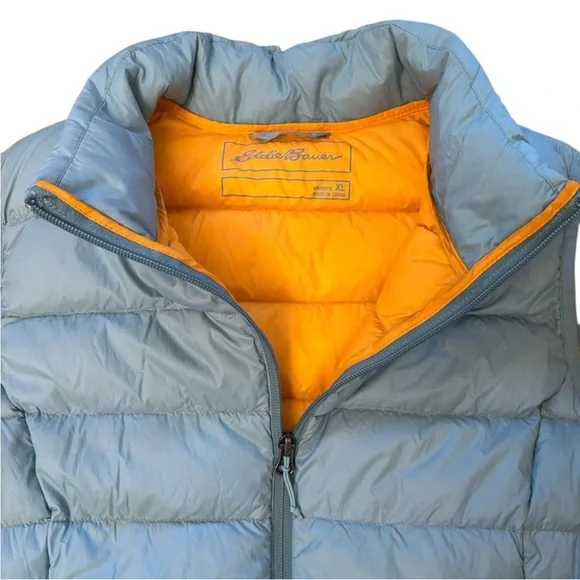 Eddie Bauer EB650 Down Blue Puffer Vest Size XL‎ Gorpcore Zip Up Pockets - Picture 3 of 7